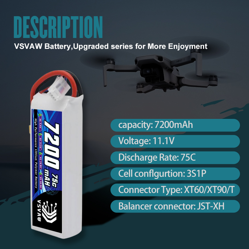VSVAW 3S Lipo Battery 11.1V 72 - Drone Battery Connector 리뷰 및 가격