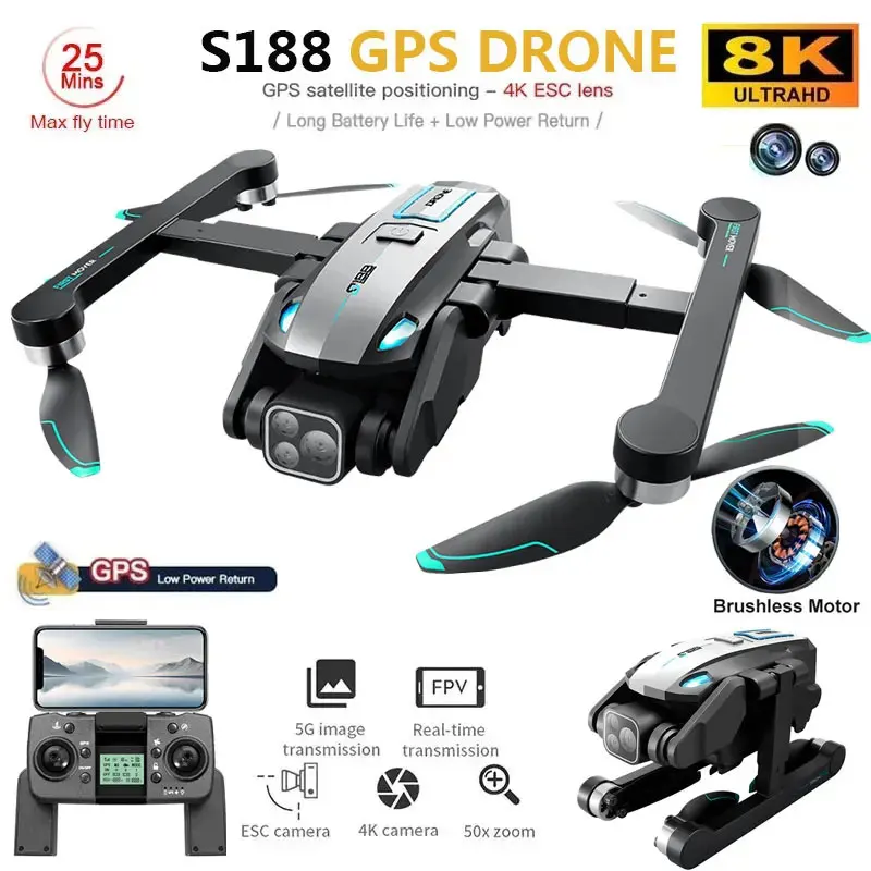 S188 Professional 8K GPS Drone - Drone Battery Li-Ion 리뷰 및 가격