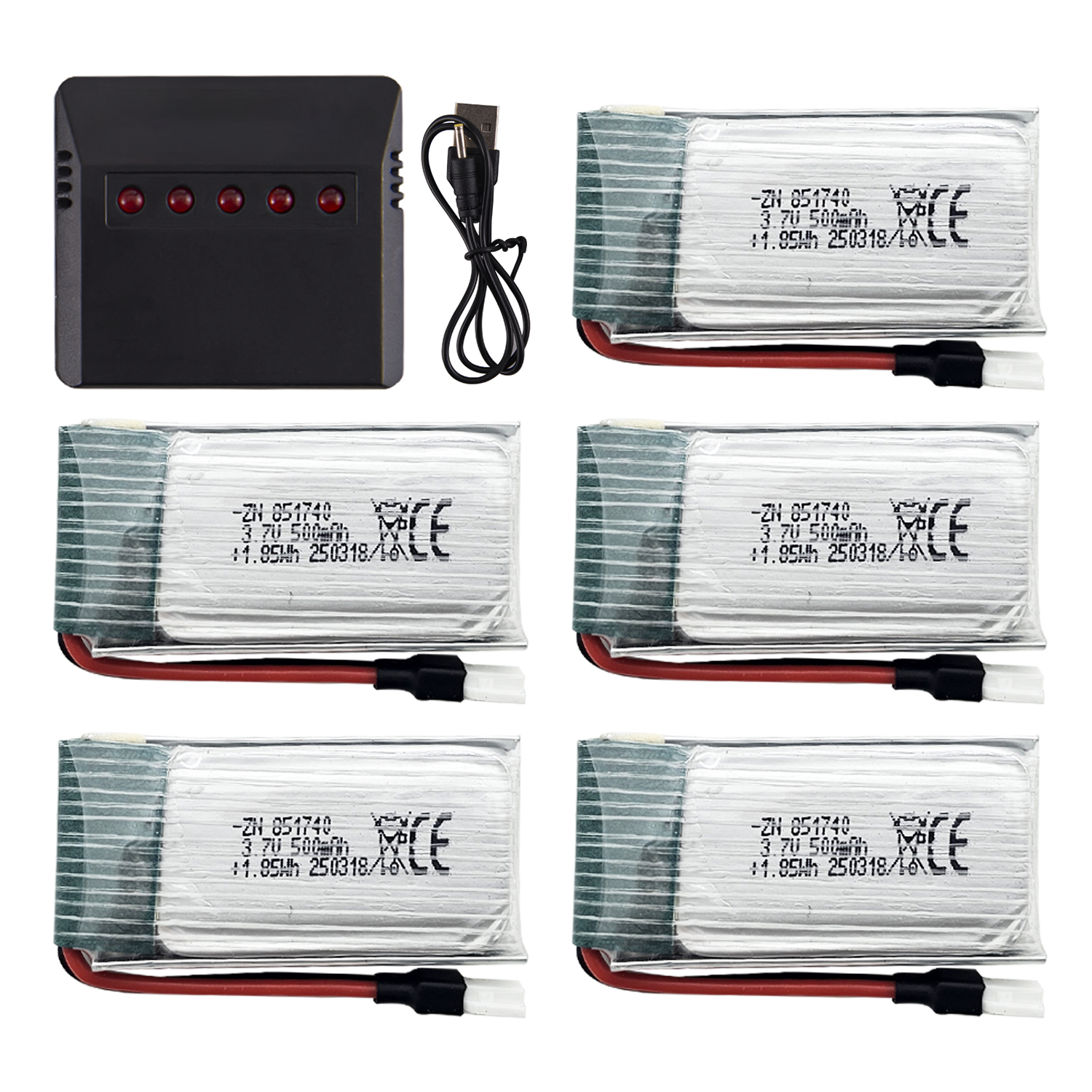 5Pcs 3.7V 500mAh LiPo Batterie - Drone Battery Balance Charger 리뷰 및 가격